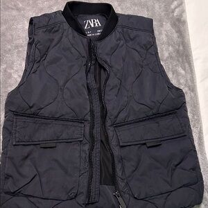 Zara Quilted Puffer Vest in Black